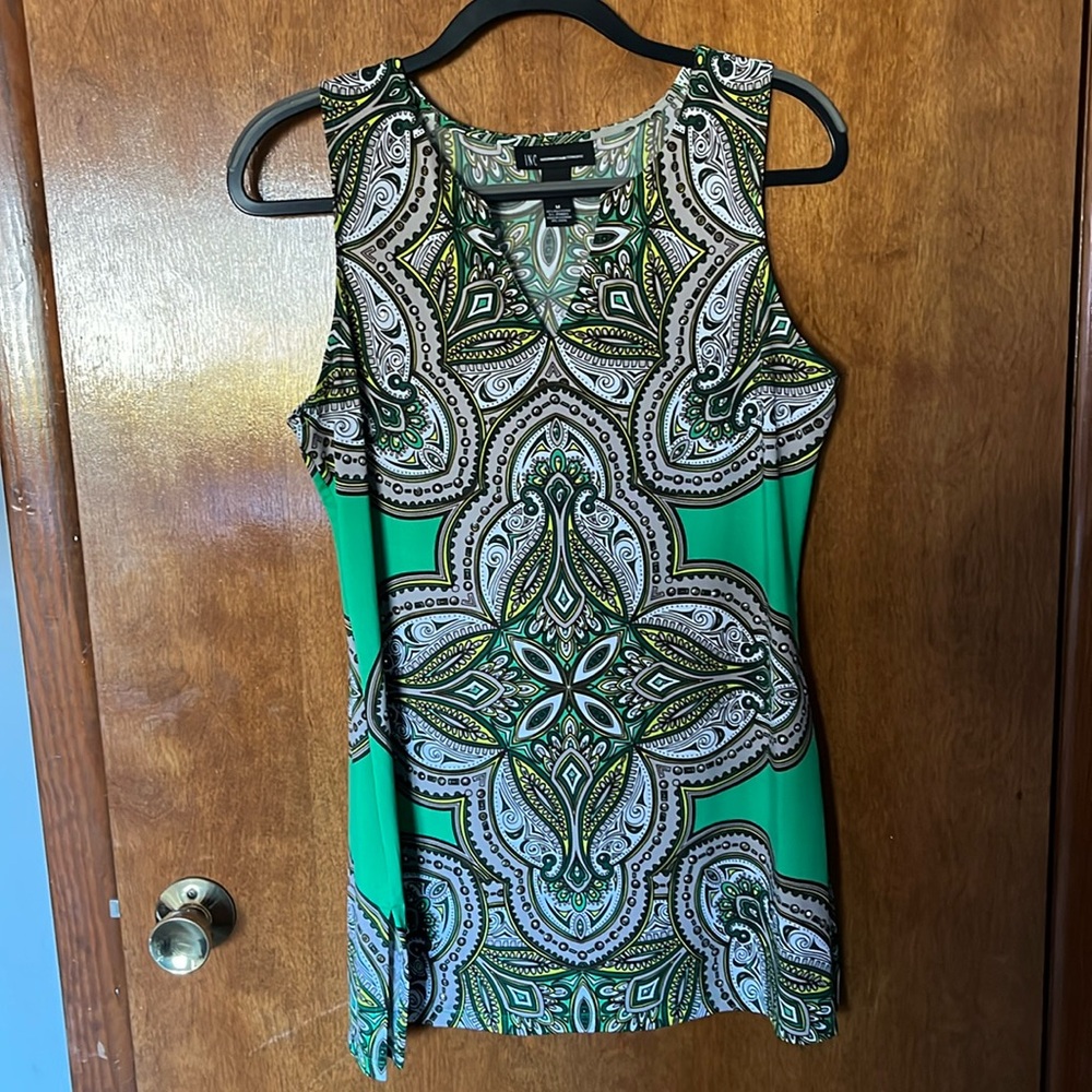 INC International Concepts Green Fitted Tank Top Tunic